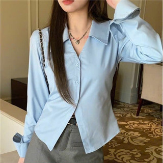 Áo sơ mi voan cổ nhọn