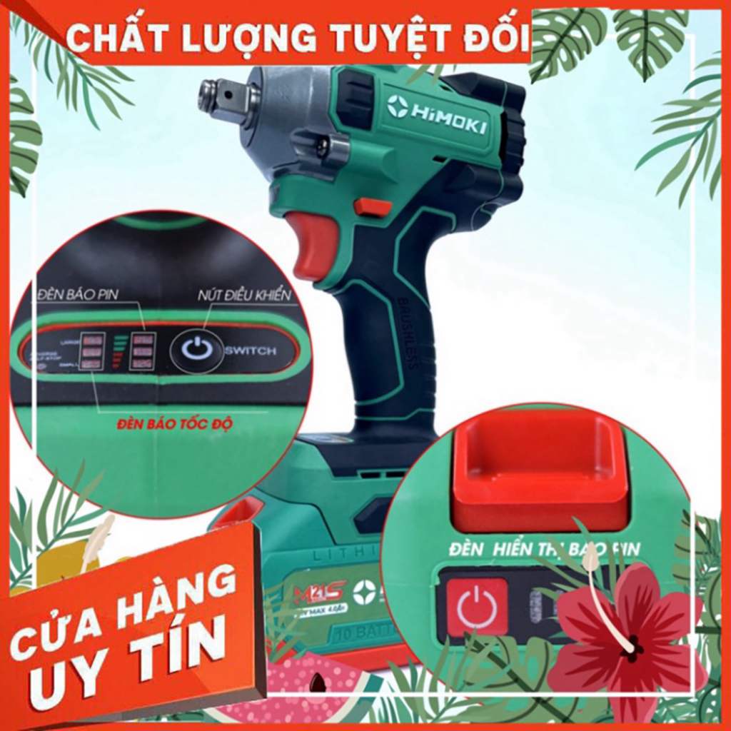 Máy siết bulong Himoki 450N.m đầu 2 trong một siêu khỏe, (chương trình mua khoan tặng quạt trong tháng 7 )