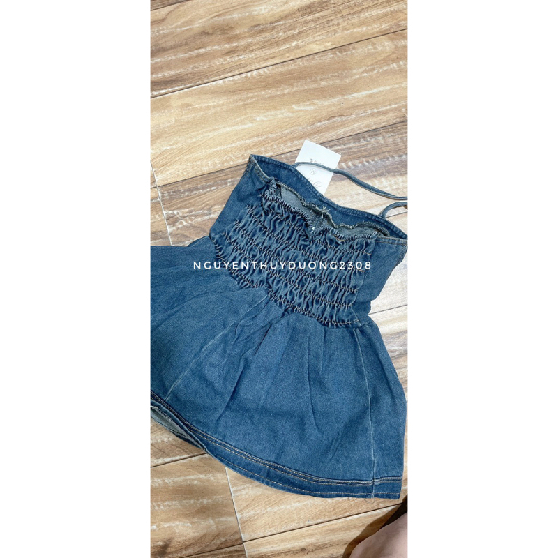 ÁO YẾM DENIM CÚP NGỰC DÁNG PEPLUM”LIYA” siêu xinh