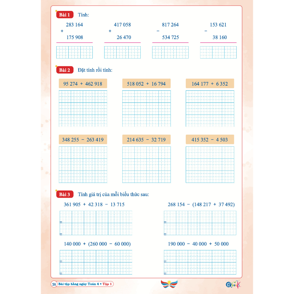 Sách - Bài Tập Hằng Ngày Toán Lớp 4 - học kì 1 - Cánh diều (1 quyển)  Sanbooks