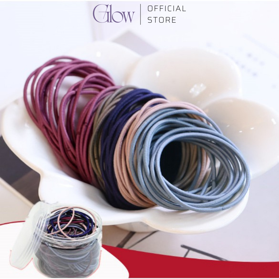 Set 100 Dây Thun Buộc Tóc Trơn GLOW WAXING Kèm Túi Zip Tiện Lợi 4636