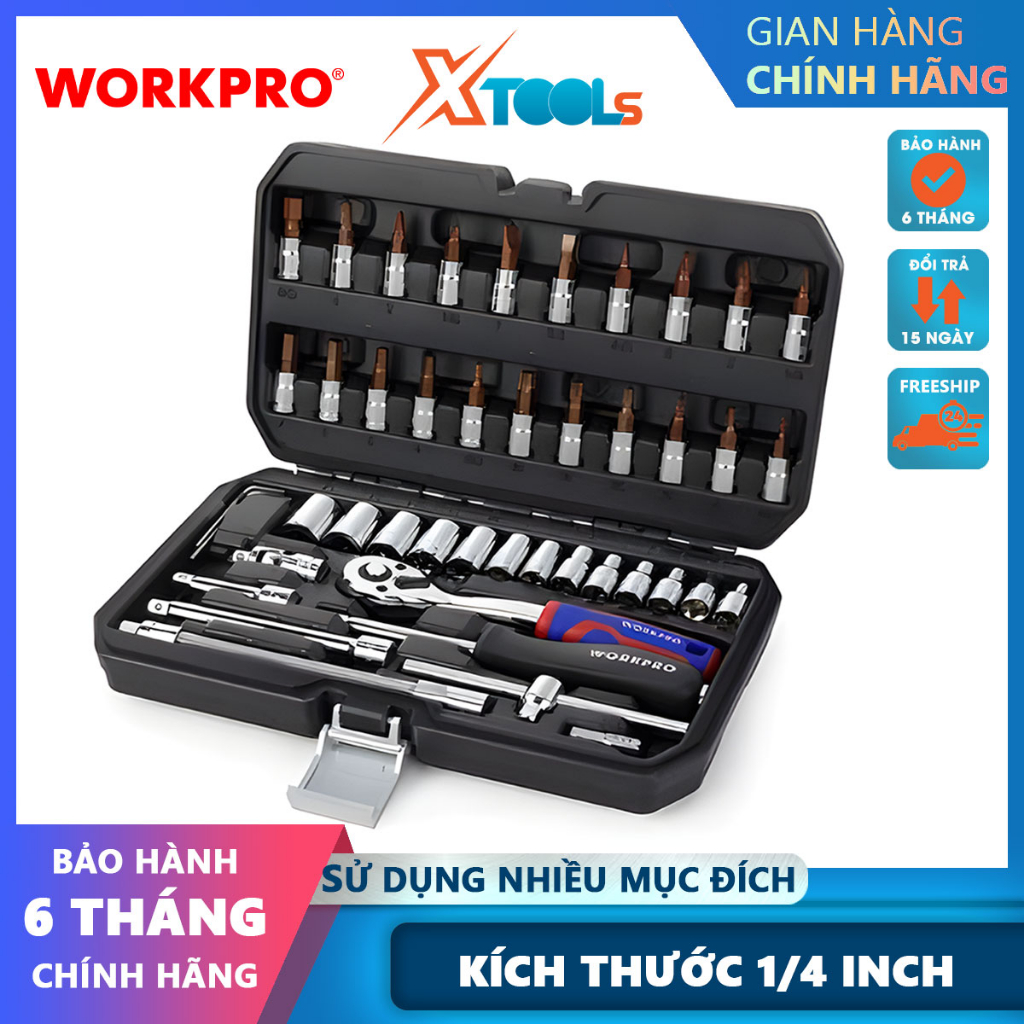 Bộ đầu cờ lê thay thế 1/4 inch (1 SET= 46 cái) WP202540