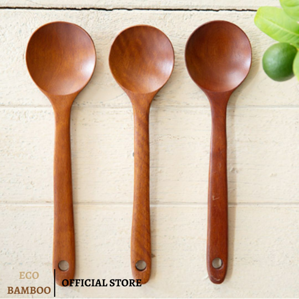 Thìa xào nấu ECO BAMBOO bằng gỗ tự nhiên miệng tròn chịu nhiệt , chống dính tiện lợi trong nhà bếp