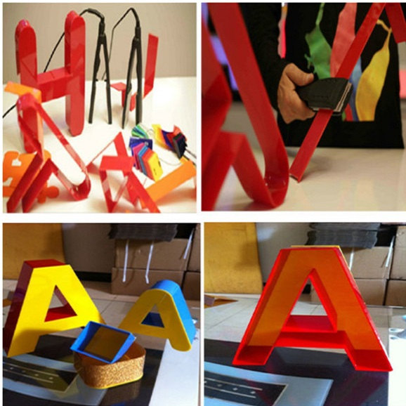 Máy uốn mica chân chữ, kẹp uốn chân chữ mica