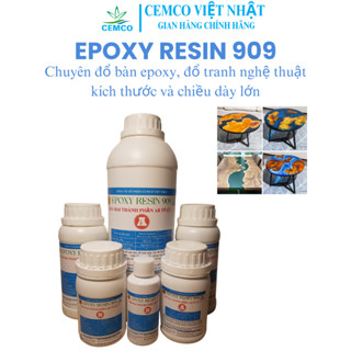 Bộ 1kg Keo Epoxy Resin Cemmark 909 tỷ lệ 3:1 chuyên đổ bàn epoxy, đổ khuôn có kích thước lớn
