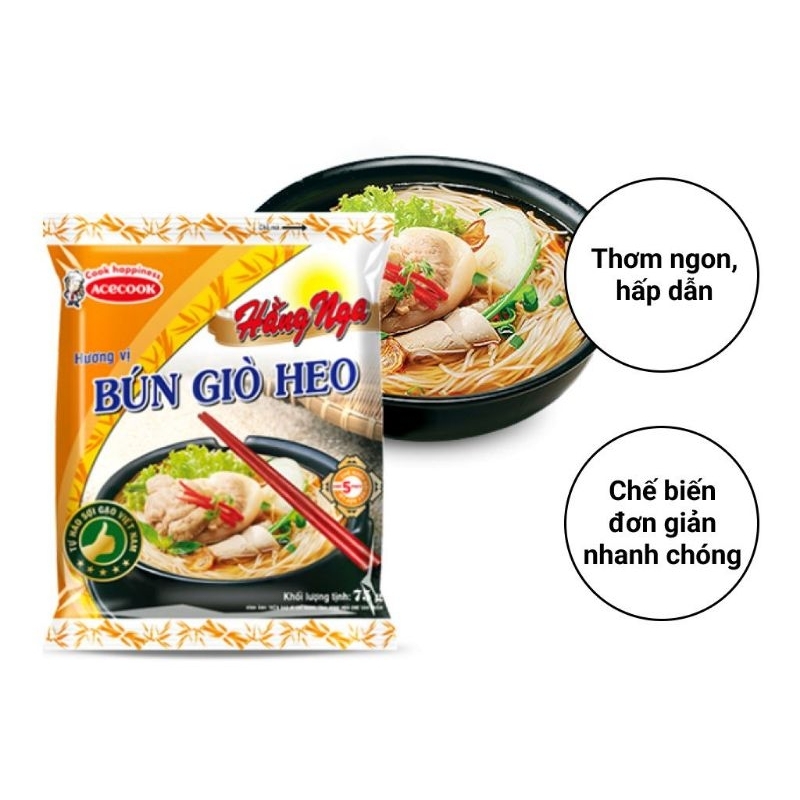 BÚN MẮM HẰNG NGA/ BÚN GIÒ HEO HẰNG NGA 75G x 5 GÓI