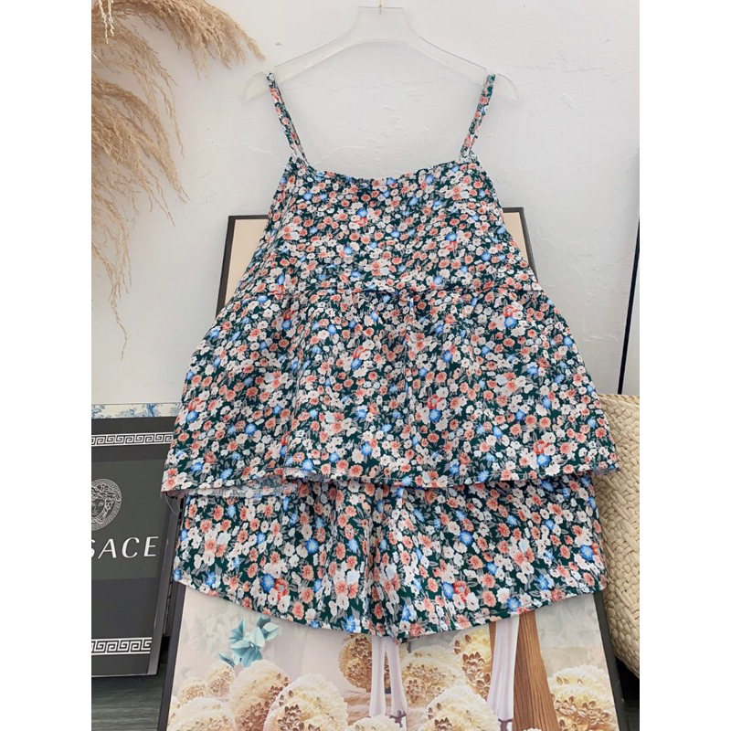 Bộ lụa 2 dây babydoll mặc nhà dễ thương