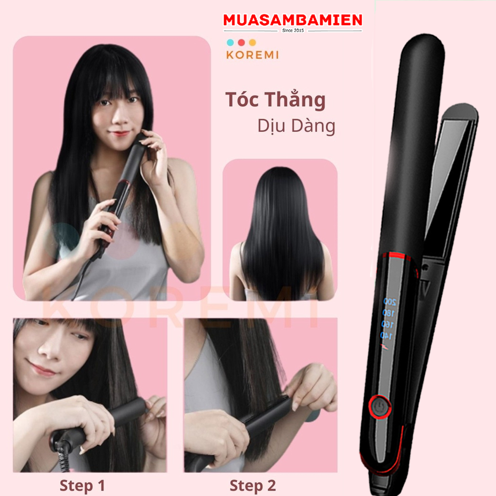 Máy duỗi tóc, kẹp thẳng, ép tóc, uốn cúp làm tóc xoăn lọn đa năng 3in1 Koremi NA_8868 Bảo Hành 12 tháng