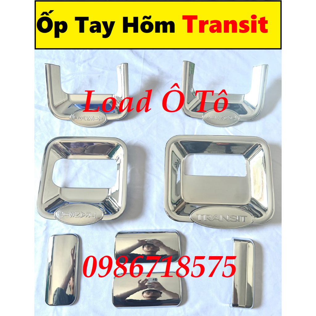 Full Bộ Ốp Tay Nắm, Hõm Cửa, Tay Mở Cốp Sau Xe Ford Transit Mẫu Nhựa ABS Mạ Crom Sáng Bóng