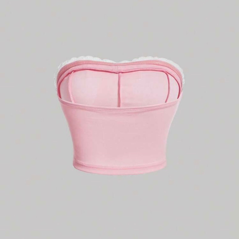 Áo ống trang trí nơ xinh đính đá trước ngực phong cách vintage nhẹ nhàng dễ thương cho nữ