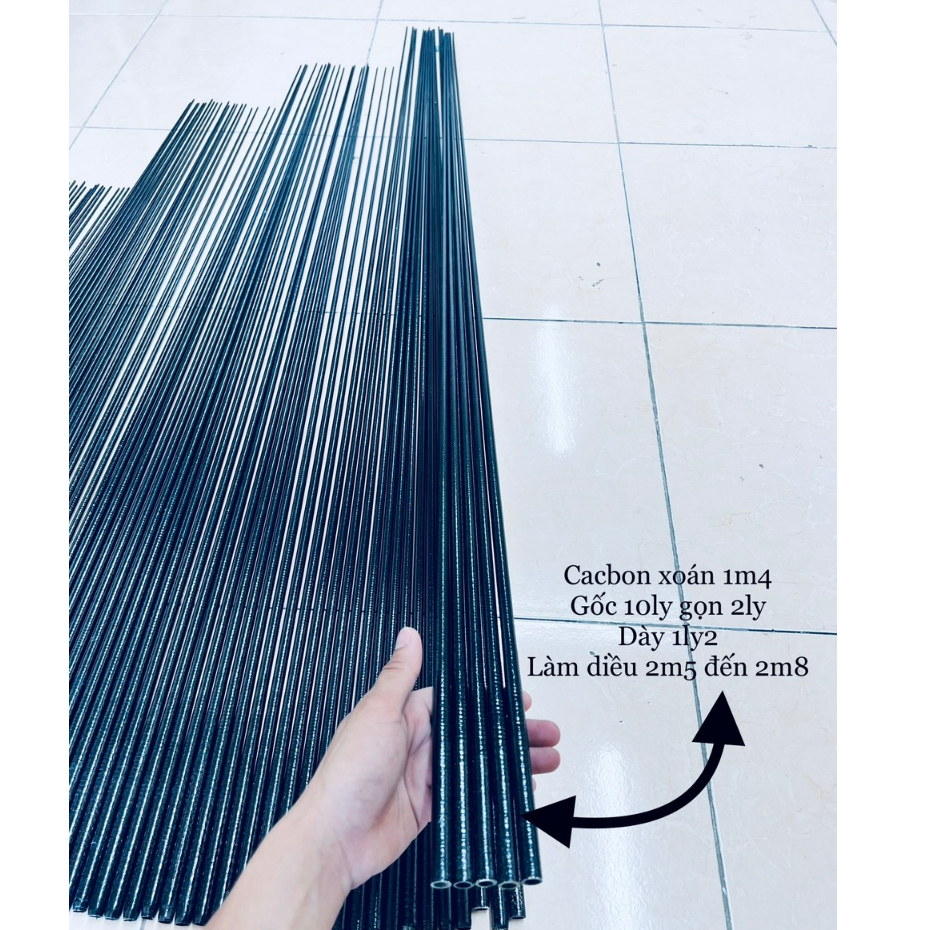 Nan Cacbon Làm Diều Lan Đen Xoán Đủ Kích Thước .Nan Làm Diều