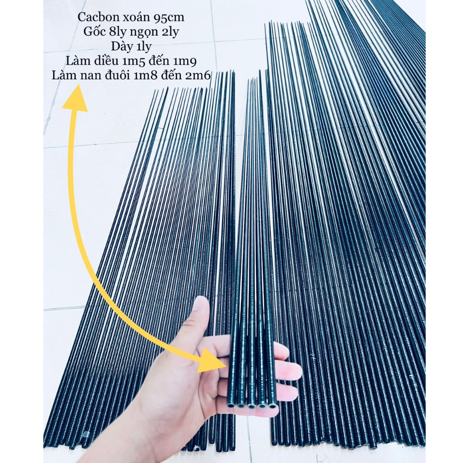 Nan Cacbon Làm Diều Lan Đen Xoán Đủ Kích Thước .Nan Làm Diều