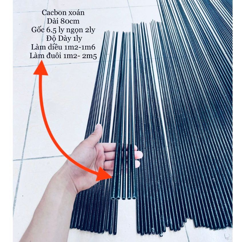 Nan Cacbon Làm Diều Lan Đen Xoán Đủ Kích Thước .Nan Làm Diều