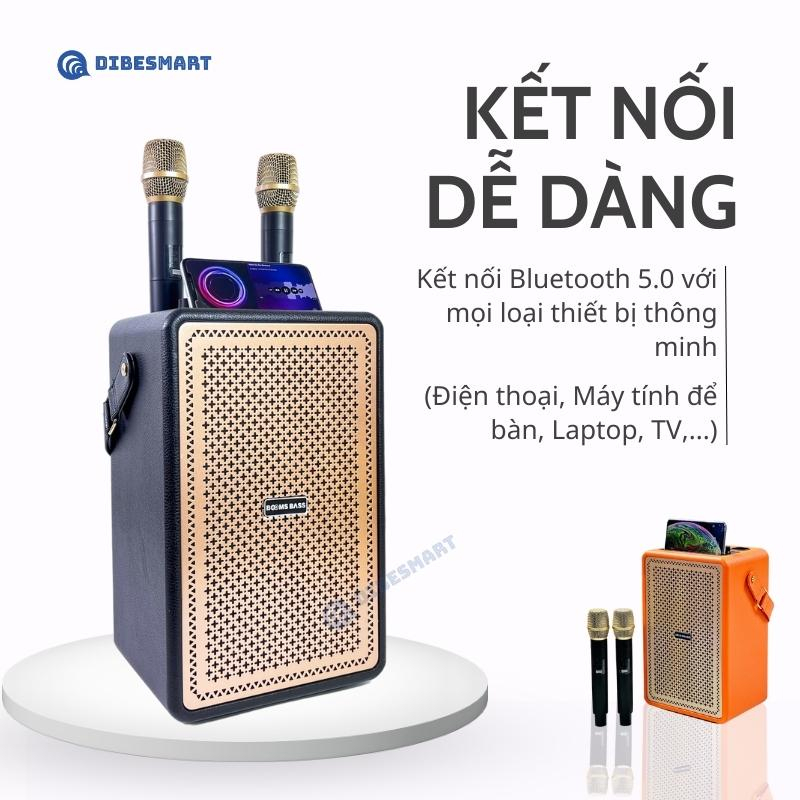 Loa bluetooth BoomBass M4203 kèm 2 micro không dây xách tay công xuất 40W, âm thanh trầm ấm, bass căng- Techhigh Mall