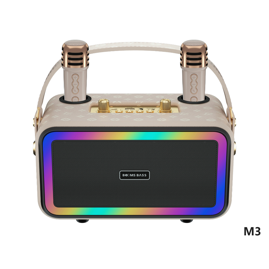 Loa bluetooth karaoke M4202 kèm 2 micro không dây xách tay công xuất 20W, âm thanh trầm ấm, bass căng- LinkeeTech