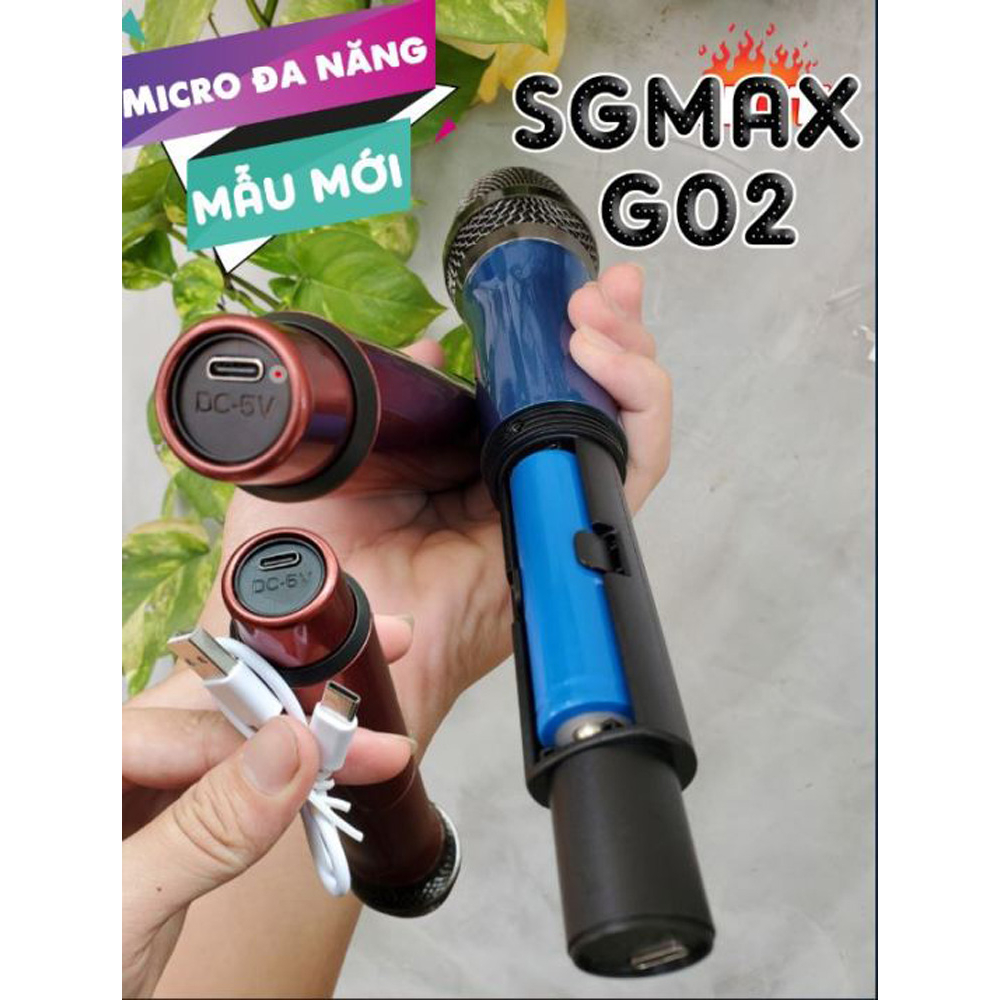 Micro Không Dây SGMAX G02 Chuyên Dùng Cho Loa Kéo, Amply, Mixer, Tích Hợp Pin Sạc, Thiết Kế Tiện Lợi
