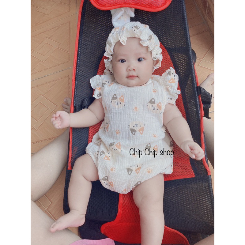 Body xô muslin cánh tiên mềm mát cho bé gái 0-18 tháng