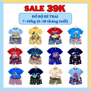 XẢ KHO [Size 7-10kg] Đồ bộ bé trai BINNIE SHOP Bộ thun cộc tay cotton quảng châu xuất hàn cho bé từ 7 đến 10 kg BTL
