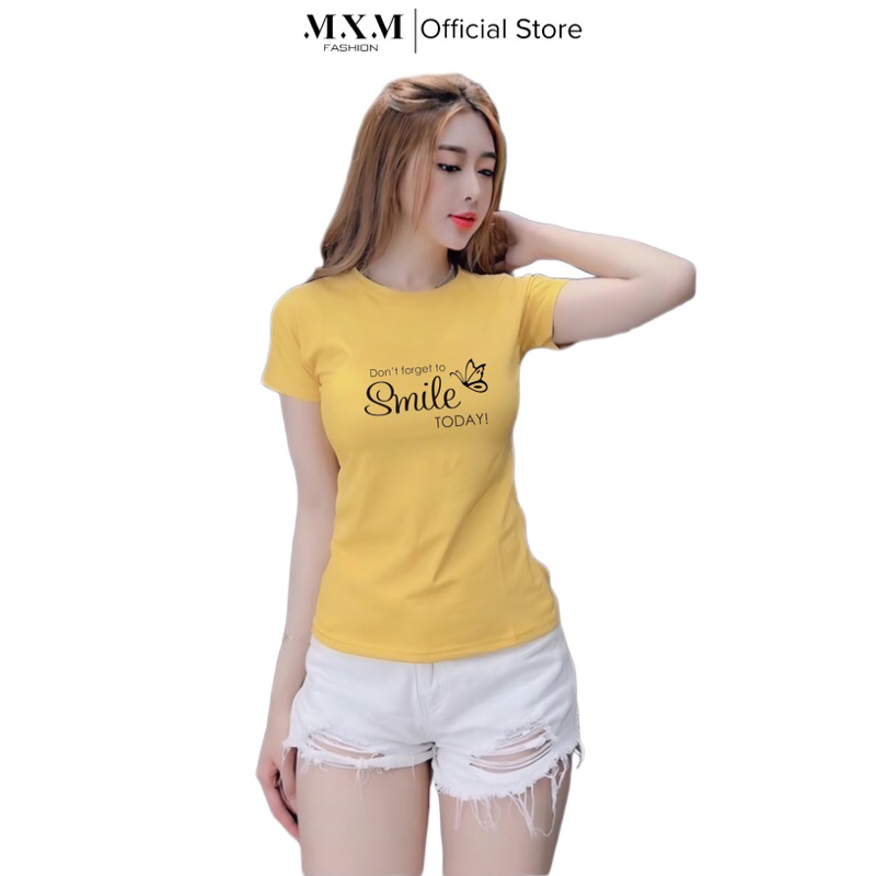 Áo phông nữ ôm body cổ tròn MXM in hình dễ thương form tôn dáng mã ANU016
