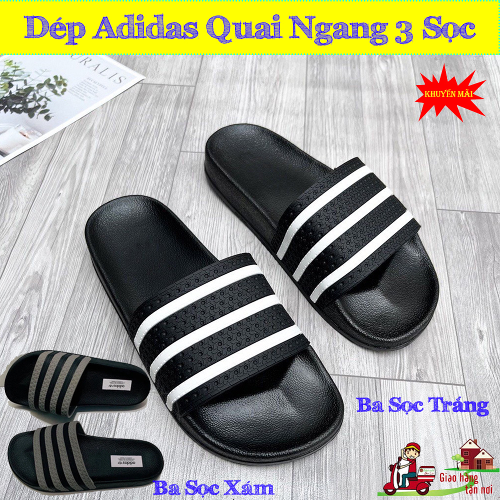 Dép Nam Dép Quai Ngang Cao Cấp ADIDAS 3 Sọc Ngang .Đi Không Hôi Chân.Dép Anh Thu