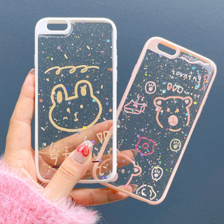 [ Iphone 6/6S ] Ốp Lưng Trong Suốt Viền Màu Gấu Thỏ