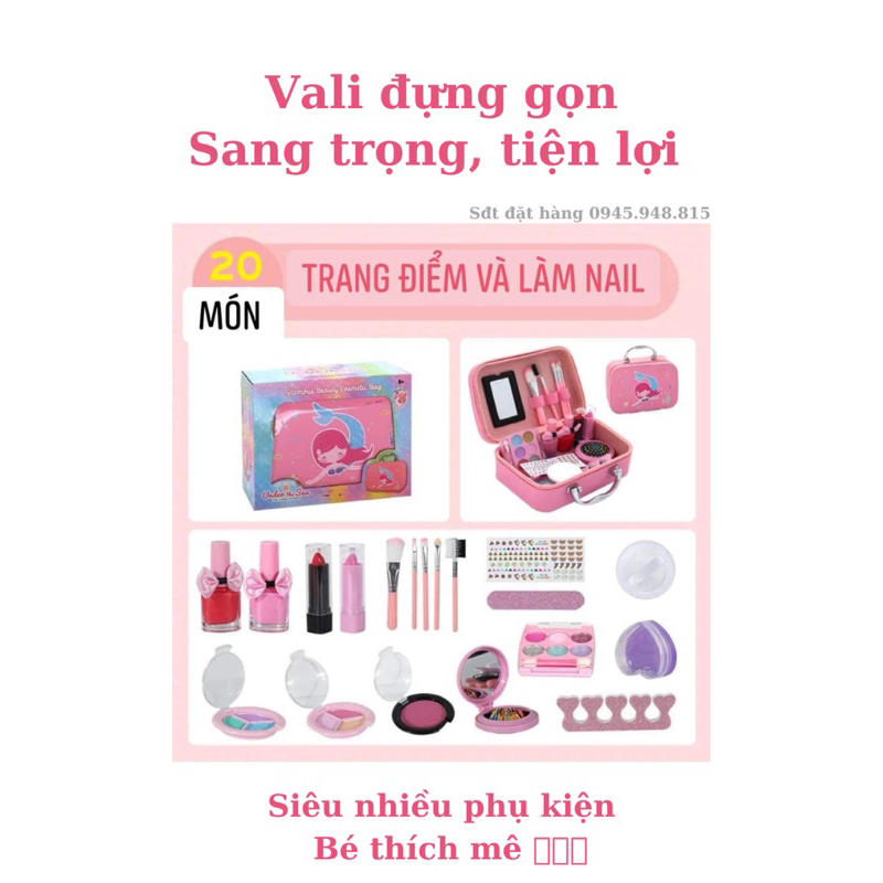 VALI trang điểm cá nhân cực đầy đủ, make up thật, dễ dàng làm sạch với nước dành cho bé gái