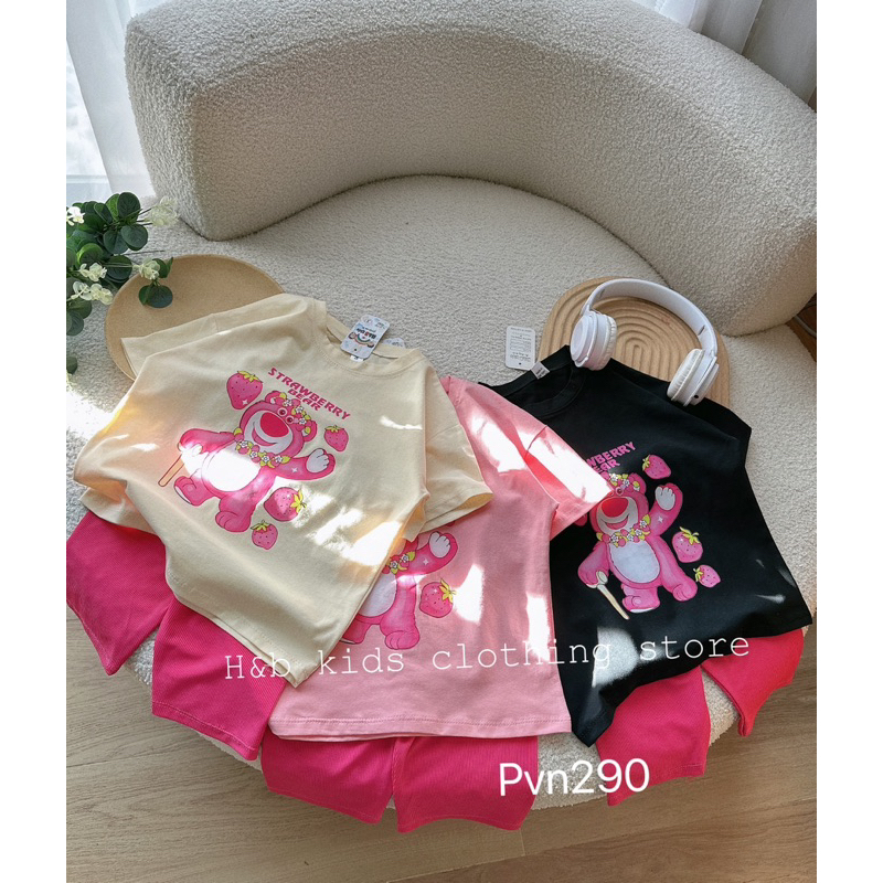 Set Mẹ và Bé áo gấu dâu quần leging siêu xinh cho Mẹ và Con