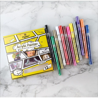 Bút Sơn Acrylic Painter 12 màu vẽ trên nhiều chất liệu vẽ  móng, giấy, vải, nhựa, đá, kính không phai màu xóa được