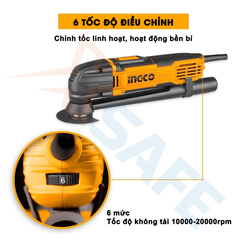 Máy cắt rung đa năng 300W INGCO MF3008 6 cấp độ điều tốc, tốc độ không tải 10000-20000rpm, kèm nhiều phụ kiện tiện ích