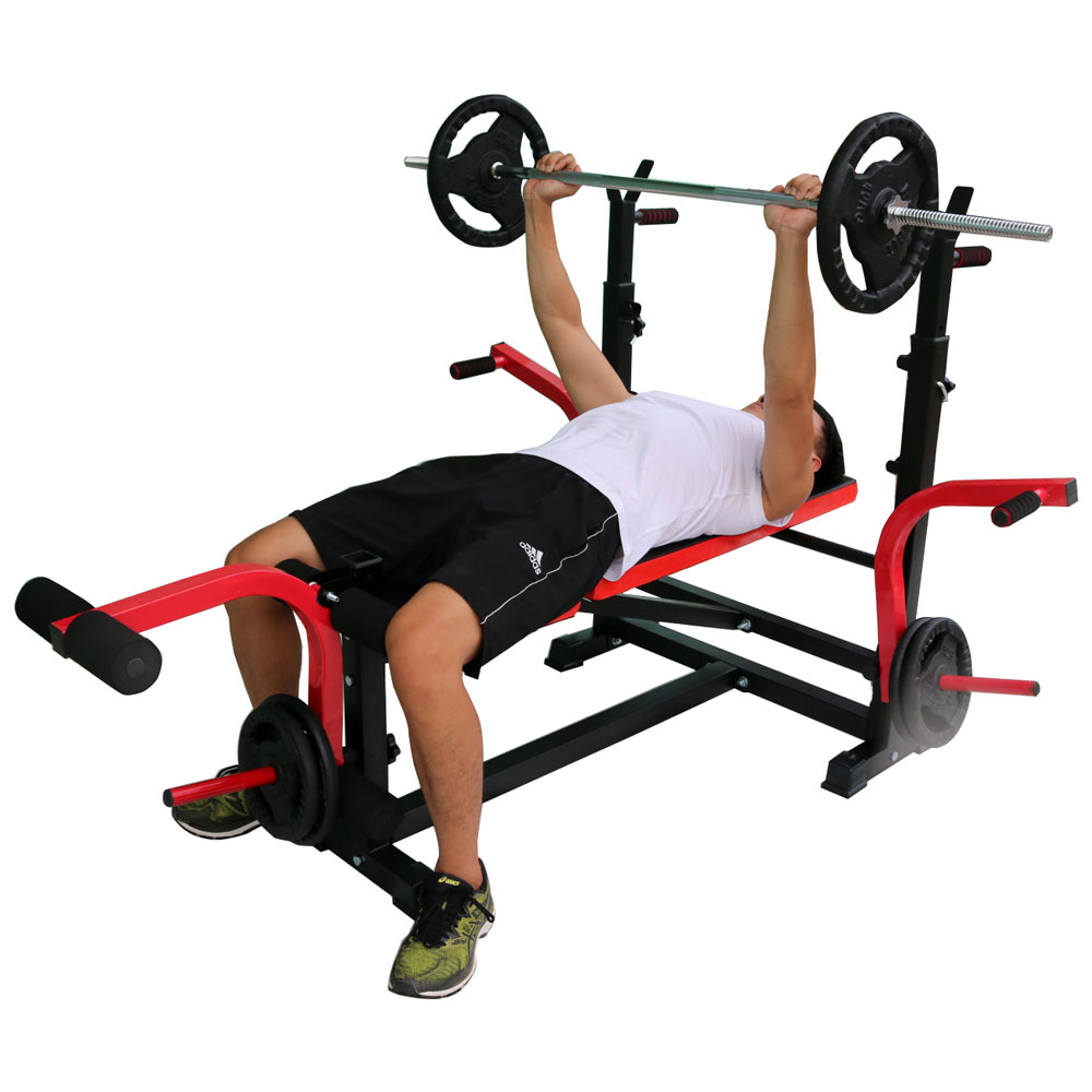 Ghế tạ giàn tạ đa năng bằng thép màu đen đỏ không có kéo xô Reefit Sport RF-20240