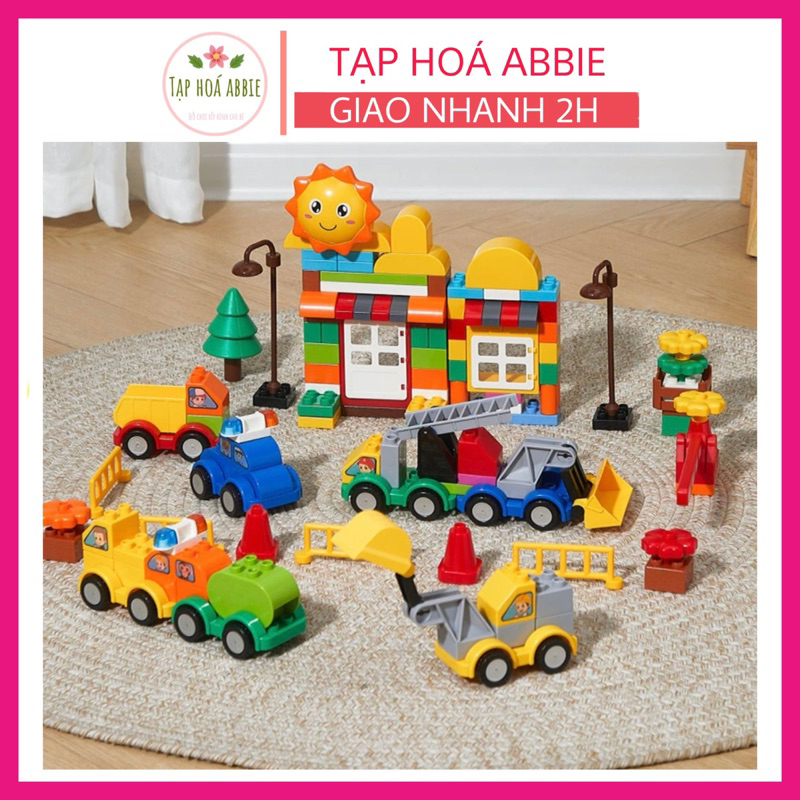 Đồ Chơi Lắp Ráp Xe 177 Chi Tiết, Hãng Feelo, Gạch Xếp Hình Loại To Cho Bé Thỏa Sức Sáng Tạo