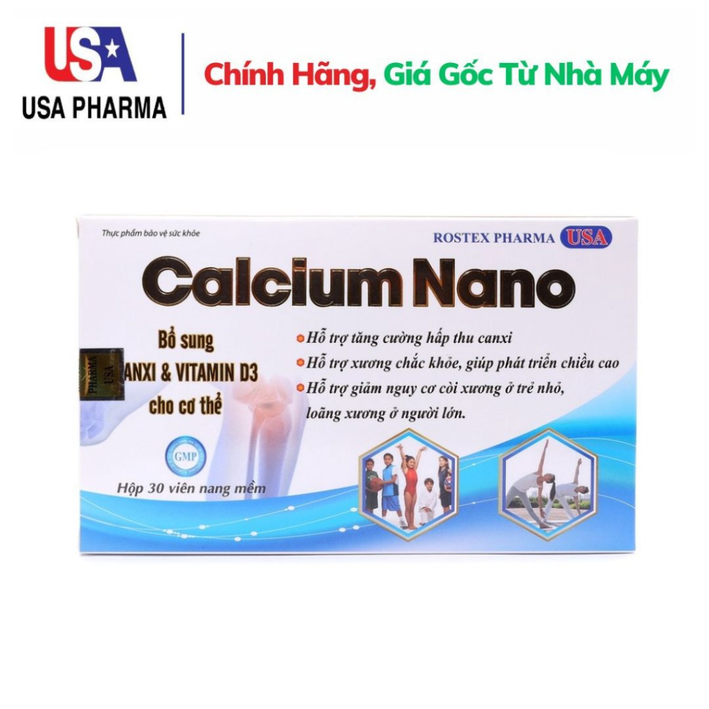 Calcium Nano bổ sung canxi, vitamin D3 tăng chiều cao - 30 viên [Calcium Nano Xanh dương]