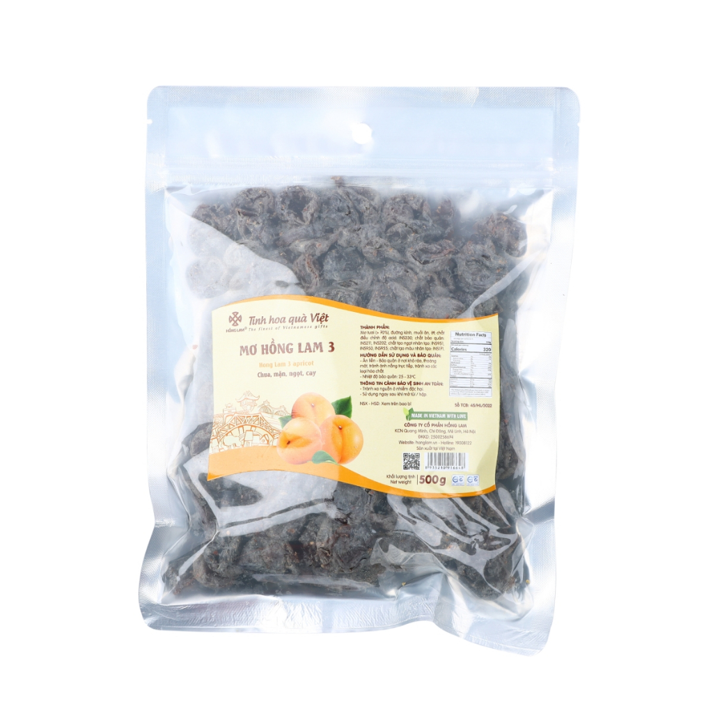 Ô mai (xí muội) mơ Hồng Lam 3, dạng hộp và gói (200gr, 300gr, 450gr) có vị chua, cay, mặn ngọt