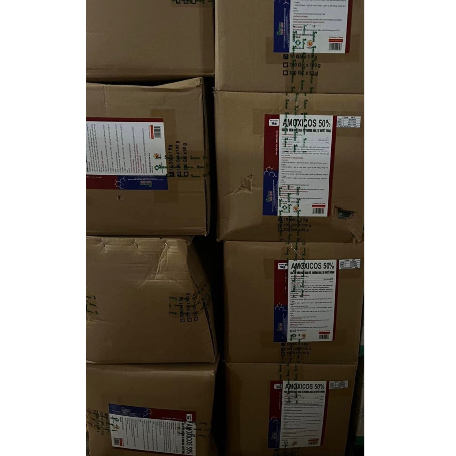 Amox 50/ amoxicos 50% đtr viêm ruột hoại tử, thương hàn, tụ huyết trùng dùng chó, mèo, gà, vịt, lợn, trâu,bò