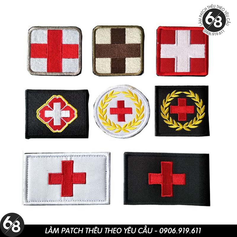 Sticker nhiệt thêu logo ủi hình chữ thập đỏ - cứu hộ y tế thời trang độc đáo - Patch ủi quần áo balo H103