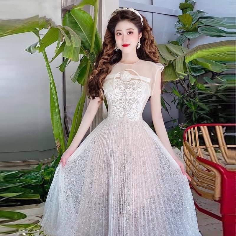 Đầm xòe phối ren kiểu dáng sang trọng