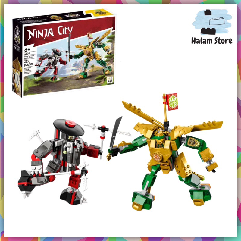 Mô hình lắp ráp Ninjago Evo 4320 71781 Mech battle - Đồ chơi xếp hình Robot chiến đấu của Lloyd