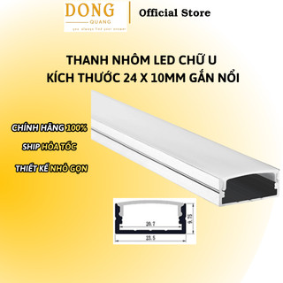 COMBO 10m Thanh Nhôm LED Chữ U Kích Thước 24 x 10mm Gắn Nổi