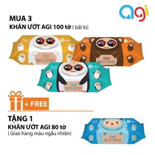 Combo 3 bịch Khăn ướt agi không mùi 100 tờ