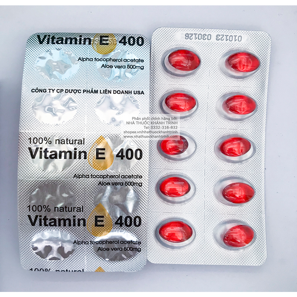 Viên uống Vitamin E Đỏ - hỗ trợ đẹp sáng da, giảm thâm nám, gãy móng, gãy tóc, ngừa lão hóa