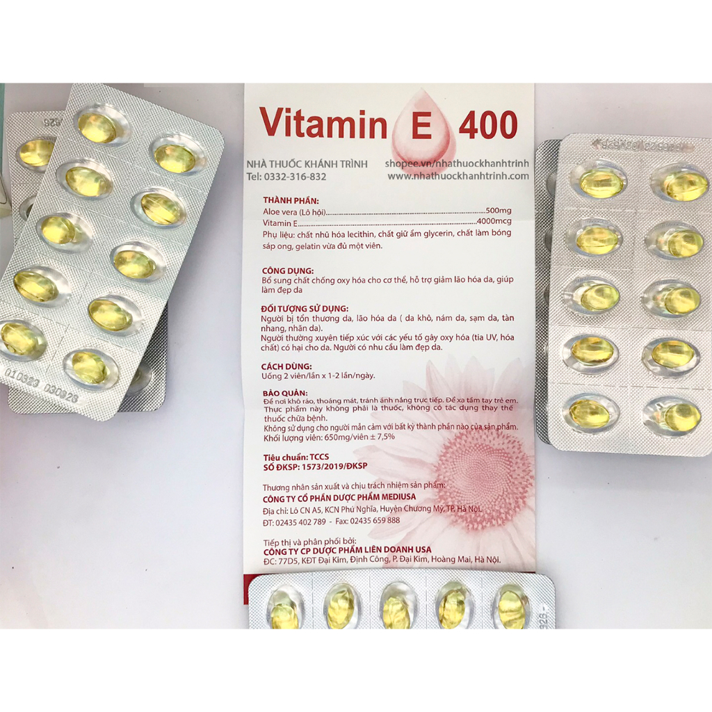 Vitamin E 400 USAPharma, làm chậm quá trình lão hóa da, cải thiện cho làn da trắng sáng