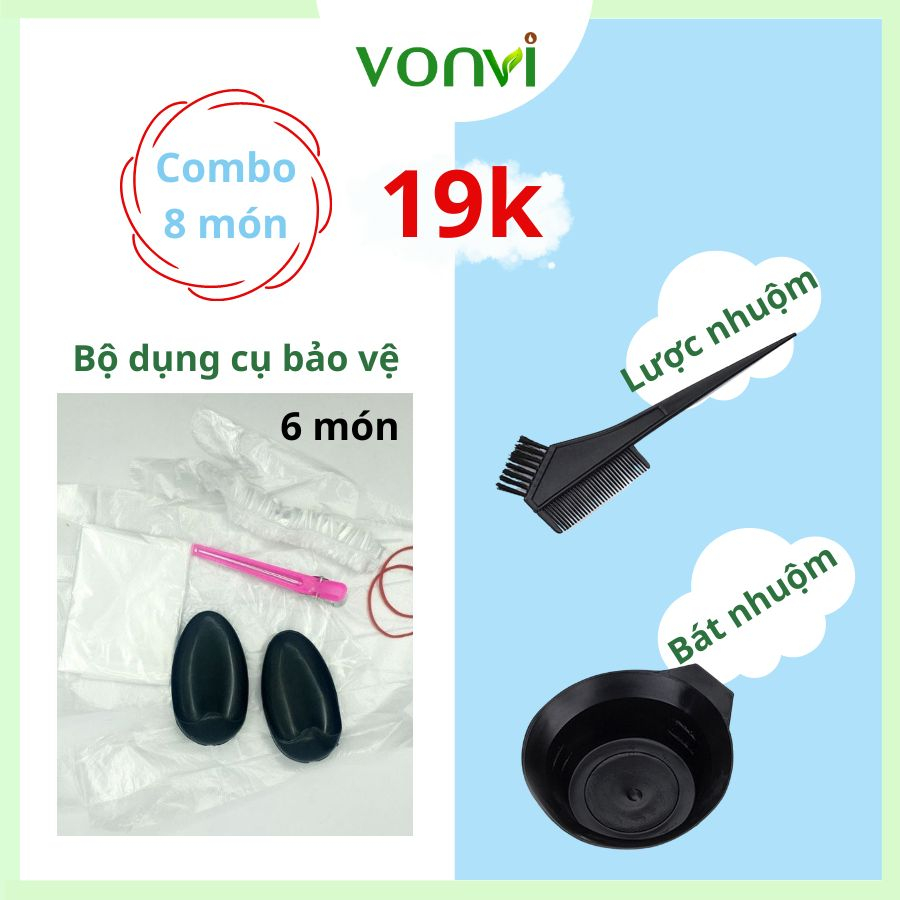 [Set 8 món] Dụng cụ hỗ trợ nhuộm tóc Bộ tô trộn thuốc nhuộm tóc bằng nhựa tại nhà