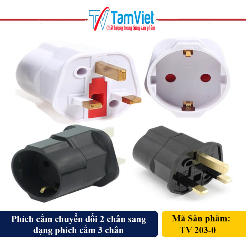 Phích cắm chuyển đổi 2 chân sang dạng phích cắm 3 chân