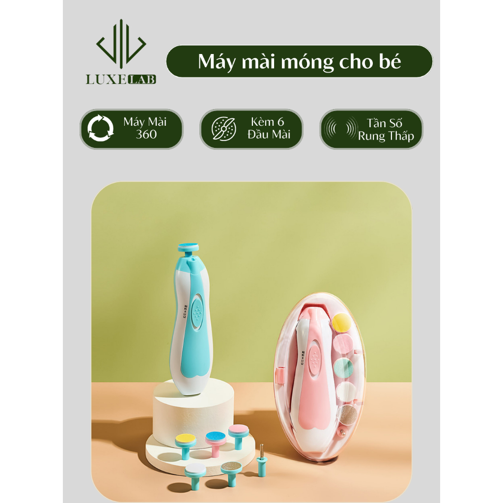 Máy Mài Móng, Cắt Móng Tay Điện Cho Bé Và Người Lớn Tặng Kèm 6 Đầu An Toàn LUXELAB 12153