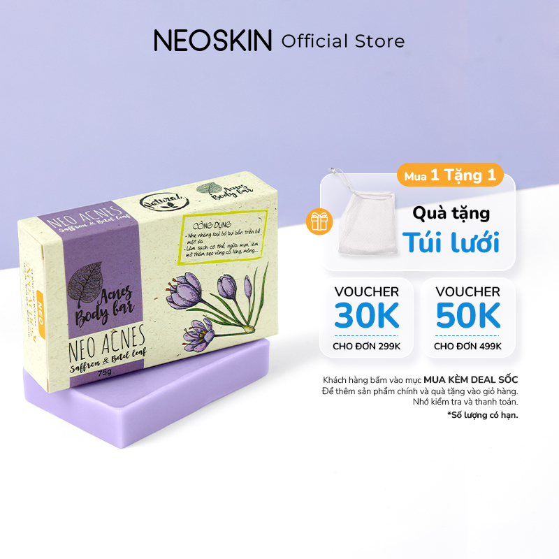 Xà Phòng Mụn Lưng NEO ACNES Chiết Xuất Từ Saffron và Lá trầu Không LA BEAUTÉ 75g