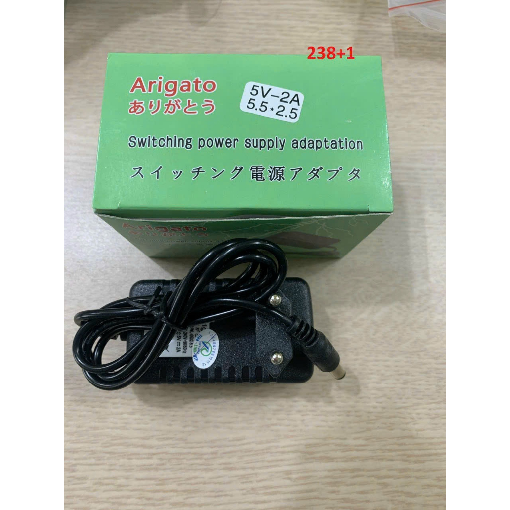 Nguồn adapter 5V-2A Arigatoo Nhiều Chân Cắm - Dùng cho camera, led dây, đèn led - Full box, BH 6 tháng