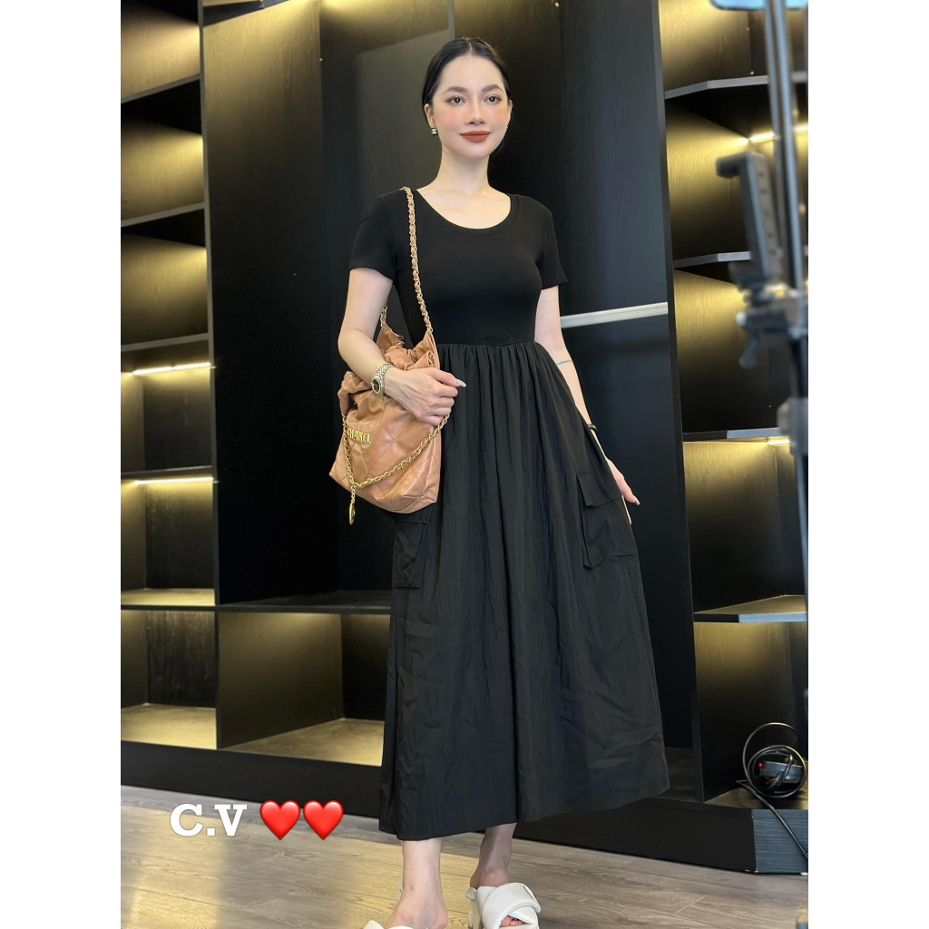 Váy maxi xòe trơn hàng QCL1