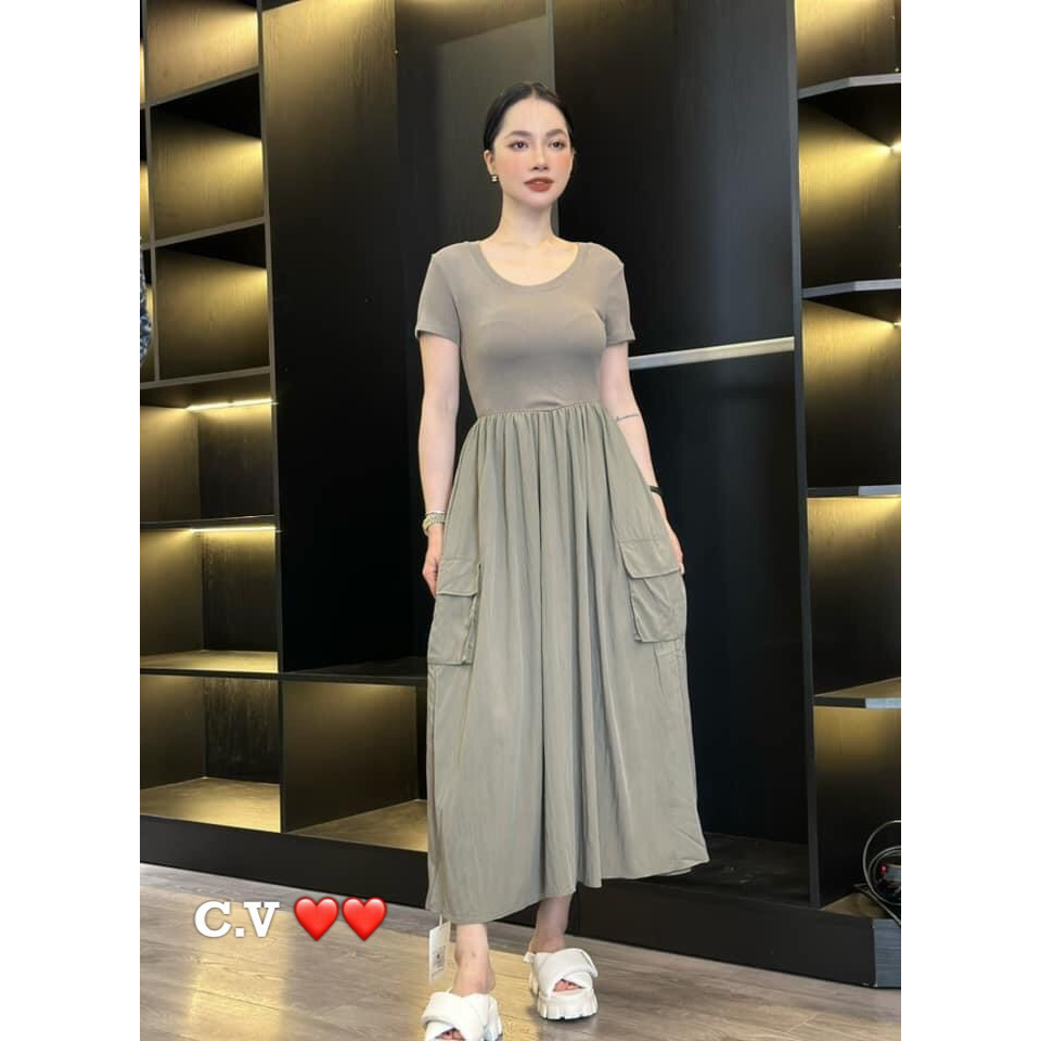 Váy maxi xòe trơn hàng QCL1
