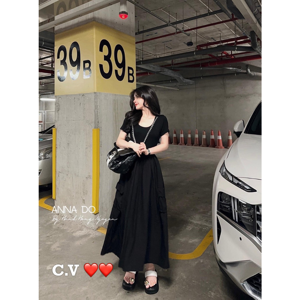 Váy maxi xòe trơn hàng QCL1