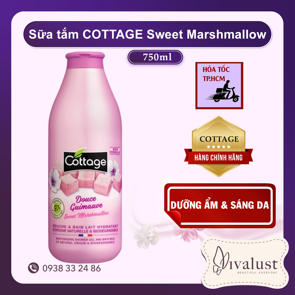 Sữa tắm COTTAGE Marshmallow - Hương Kẹo Ngọt (750ml)